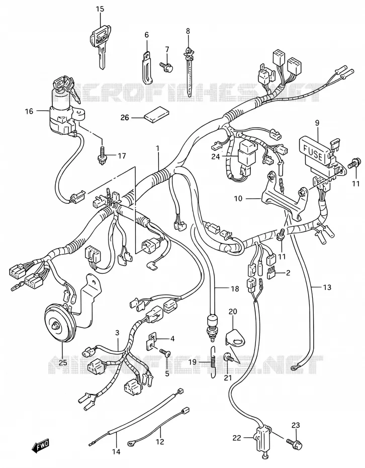 FAISCEAU ELECTRIQUE (MODELE N/P) Suzuki MOTO 750 GSX-R 1993  GSX-R750W P (E03,E28,E33)