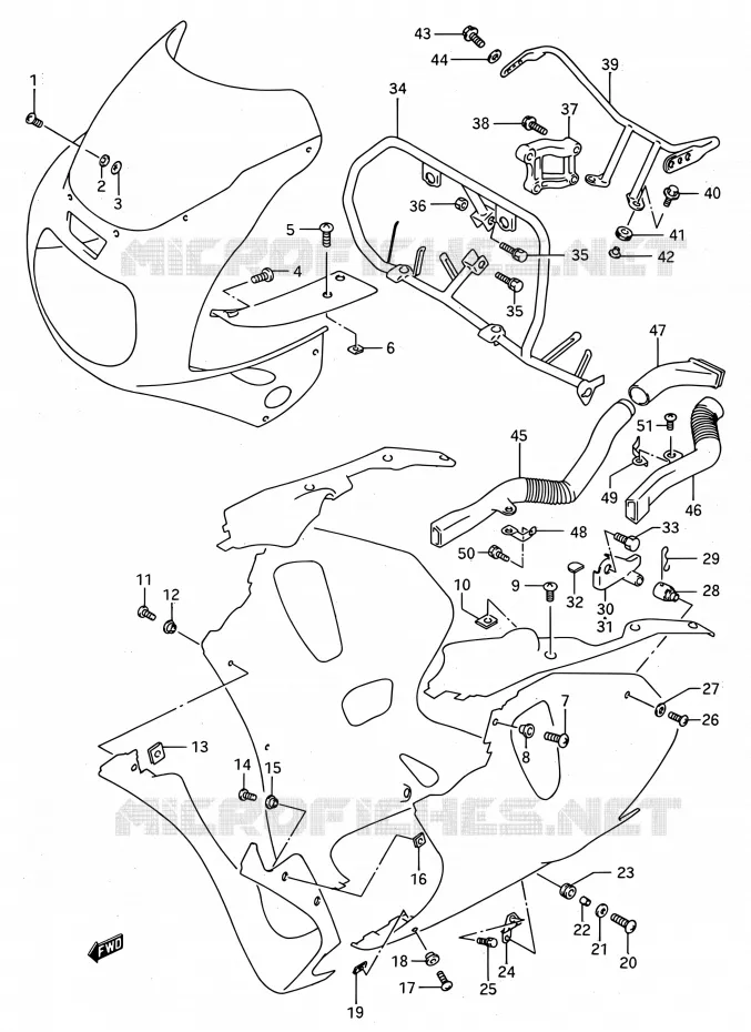 FLANCS DE CARENAGES (MODELE N/P) Suzuki MOTO 750 GSX-R 1993  GSX-R750W P (E03,E28,E33)