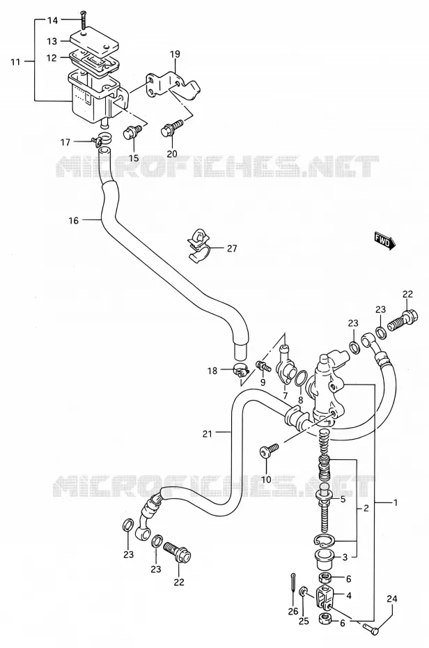 MAITRE CYLINDRE ARRIERE (MODELE N/P) Suzuki MOTO 750 GSX-R 1993  GSX-R750W P (E03,E28,E33)