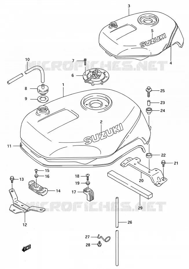 RESERVOIR D'ESSENCE (MODELE P) Suzuki MOTO 750 GSX-R 1993  GSX-R750W P (E03,E28,E33)