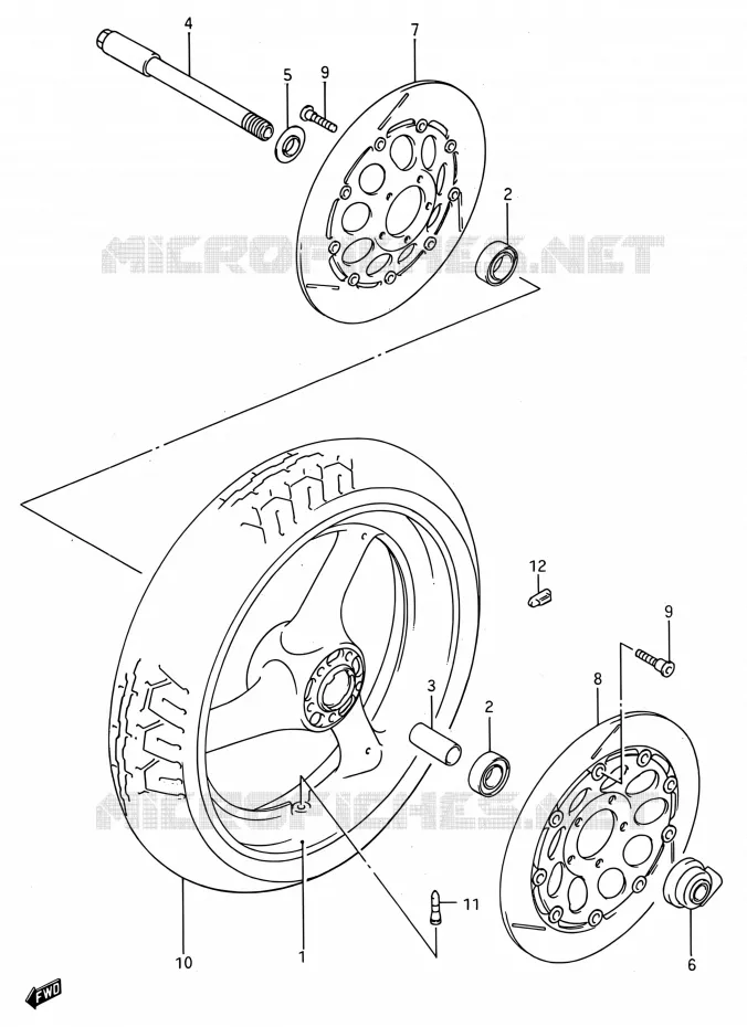 ROUE AVANT (MODELE N/P) Suzuki MOTO 750 GSX-R 1993  GSX-R750W P (E03,E28,E33)