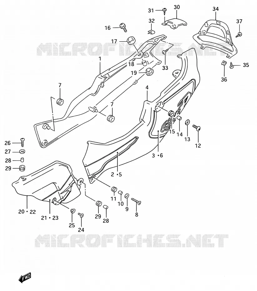 CARENAGES ARRIERE  (MODELE S) Suzuki MOTO 750 GSX-R 1995  GSX-R750W S (E03,E28,E33)