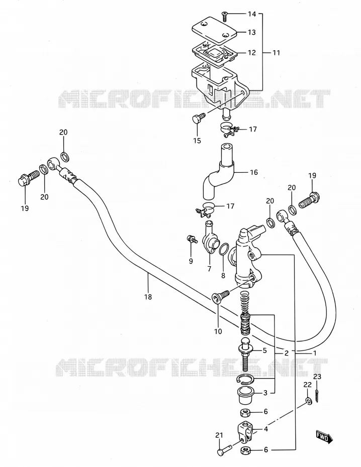 MAITRE CYLINDRE ARRIERE Suzuki MOTO 1100 GSX-F 1991  GSX1100F M (E03,E28,E33)
