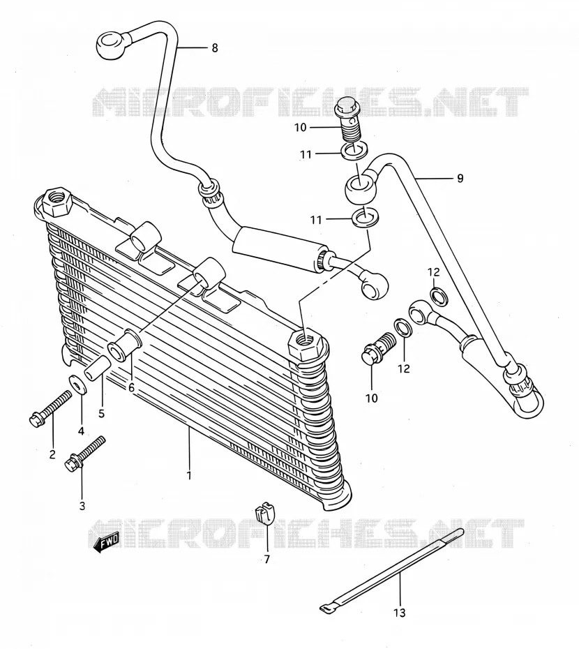RADIATEUR D'HUILE Suzuki MOTO 1100 GSX-F 1991  GSX1100F M (E03,E28,E33)