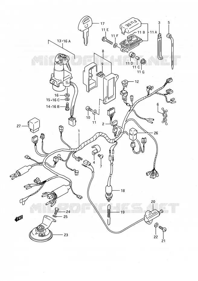 FAISCEAU ELECTRIQUE Suzuki MOTO 1100 GSX-F 1992  GSX1100F N (E03,E28,E33)