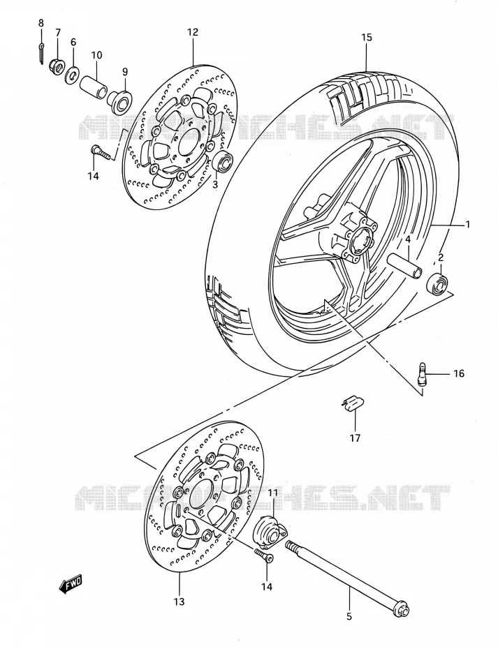 ROUE AVANT Suzuki MOTO 1100 GSX-F 1992  GSX1100F N (E03,E28,E33)