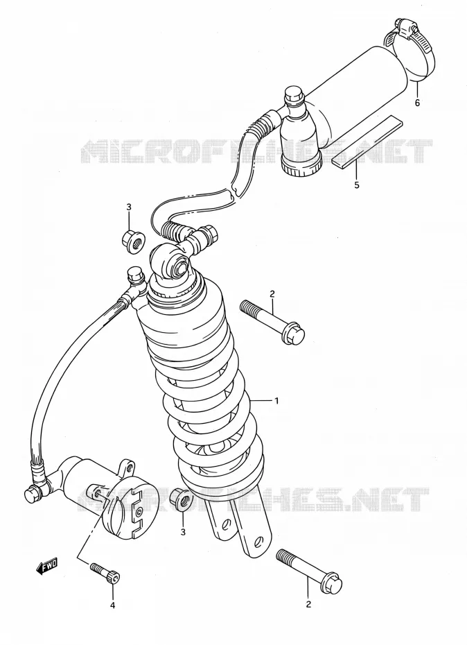 AMORTISSEUR ARRIERE (MODELE K/L/M/N/P) Suzuki MOTO 1100 GSX-F 1993  GSX1100F P (E03,E28,E33)