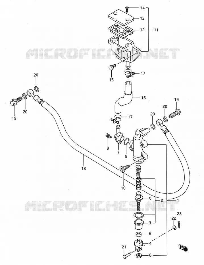 MAITRE CYLINDRE ARRIERE Suzuki MOTO 1100 GSX-F 1993  GSX1100F P (E03,E28,E33)