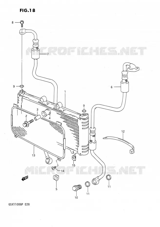 RADIATEUR D'HUILE Suzuki MOTO 1100 GSX-G 1993  GSX1100G P (E03,E28,E33)