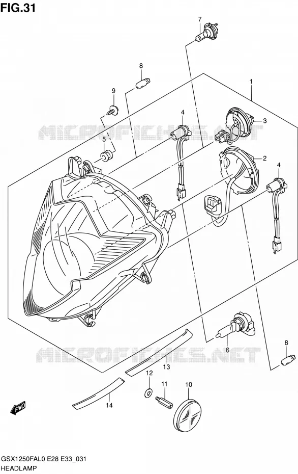 PHARE Suzuki MOTO 1250 GSX-F 2010  GSX1250FA L0 (E03,E28,E33)