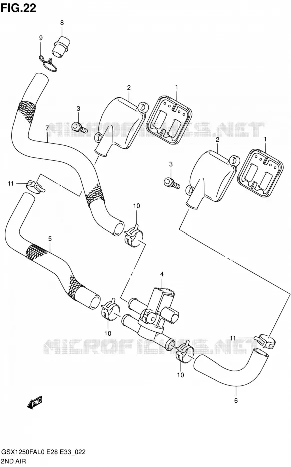 SYSTEME RECYCLAGE GAZ ECHAPPEMENT Suzuki MOTO 1250 GSX-F 2010  GSX1250FA L0 (E03,E28,E33)