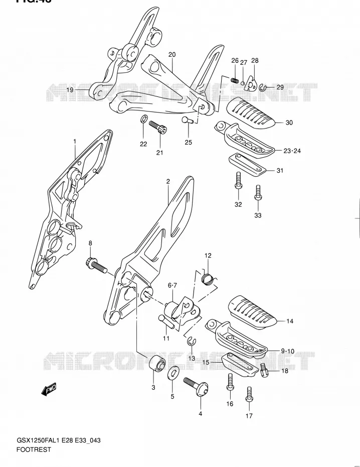 REPOSE PIED Suzuki MOTO 1250 GSX-F 2011  GSX1250FA L1 (E03,E28,E33)