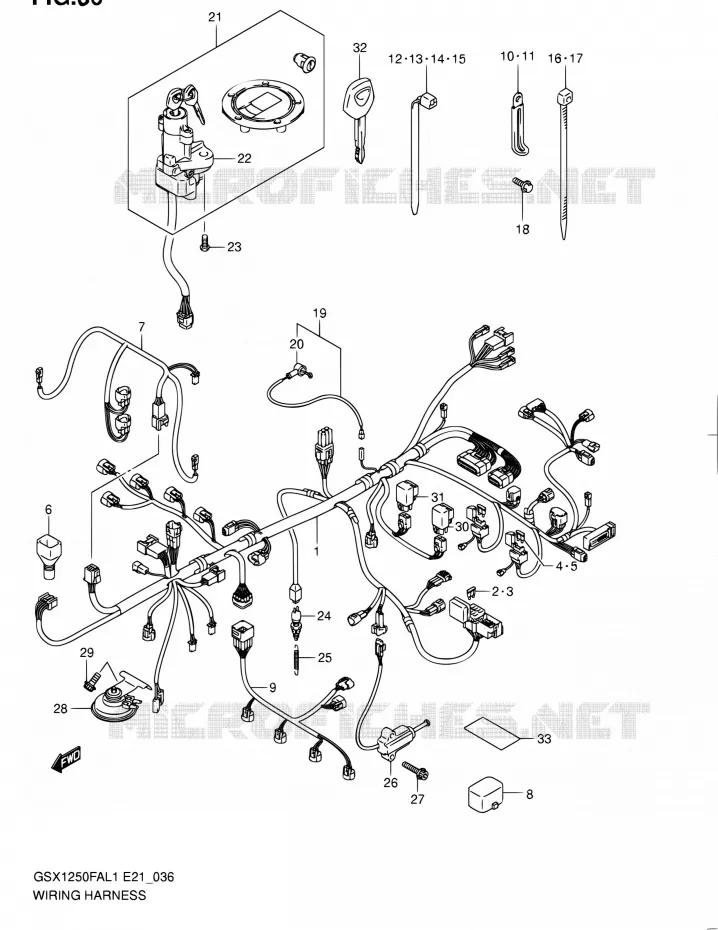 FAISCEAU ELECTRIQUE (GSX1250FAL1 E24) Suzuki MOTO 1250 GSX-F 2011  GSX1250FAL1(E24)