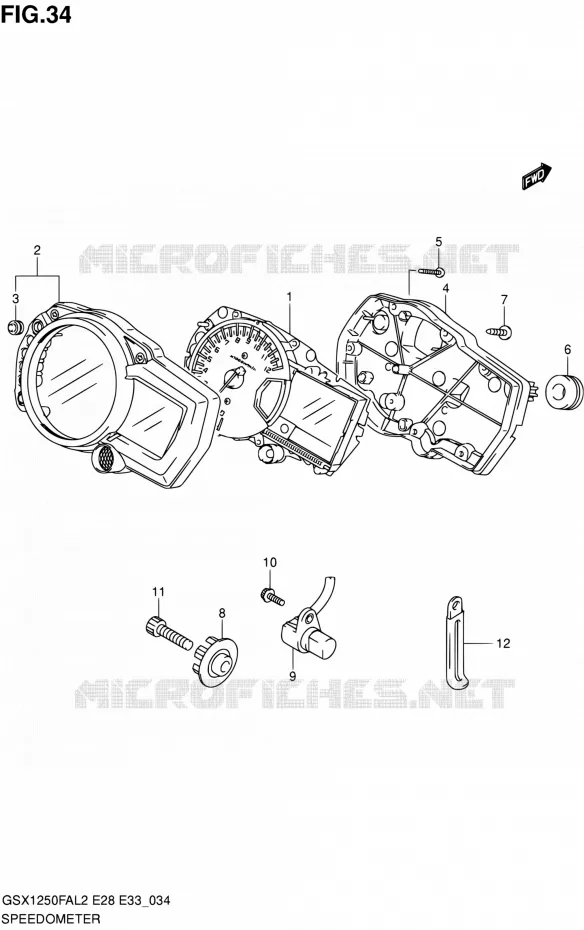 COMPTEUR (GSX1250FAL2 E33) Suzuki MOTO 1250 GSX-F 2012  GSX1250FAL2(E03,E28,E33)