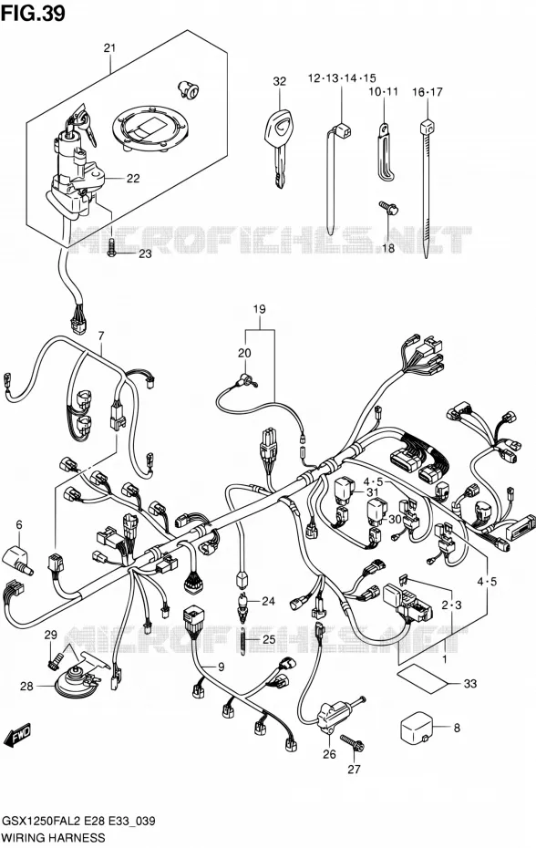 FAISCEAU ELECTRIQUE (GSX1250FAL2 E33) Suzuki MOTO 1250 GSX-F 2012  GSX1250FAL2(E03,E28,E33)
