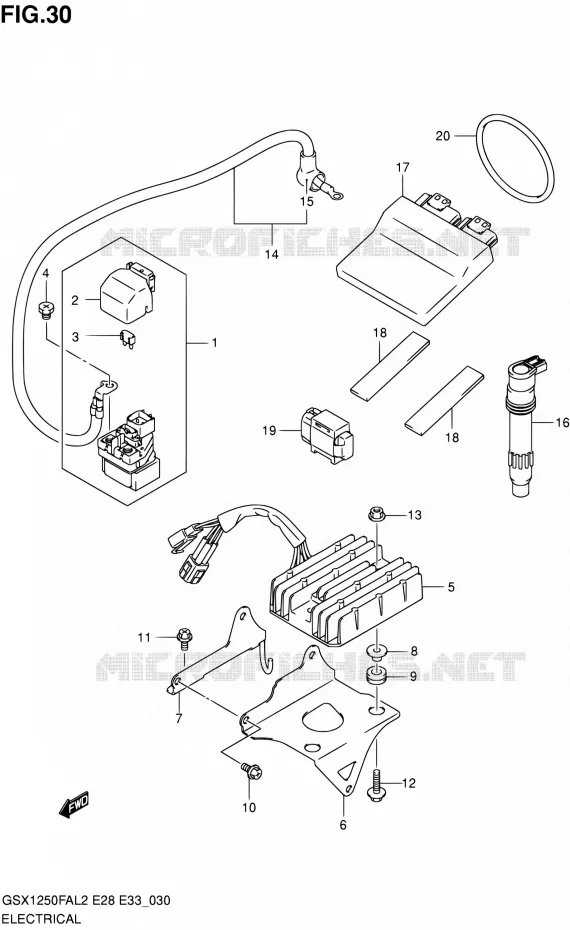 PARTIE ELECTRIQUE (GSX1250FAL2 E28) Suzuki MOTO 1250 GSX-F 2012  GSX1250FAL2(E03,E28,E33)