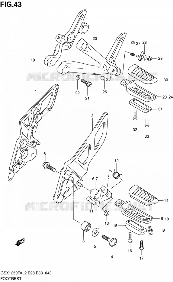 REPOSE PIED Suzuki MOTO 1250 GSX-F 2012  GSX1250FAL2(E03,E28,E33)