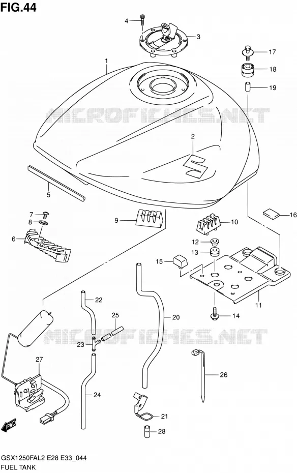 RESERVOIR D'ESSENCE (GSX1250FAL2 E28) Suzuki MOTO 1250 GSX-F 2012  GSX1250FAL2(E03,E28,E33)