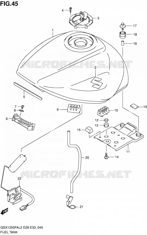 RESERVOIR D'ESSENCE (GSX1250FAL2 E33) Suzuki MOTO 1250 GSX-F 2012  GSX1250FAL2(E03,E28,E33)