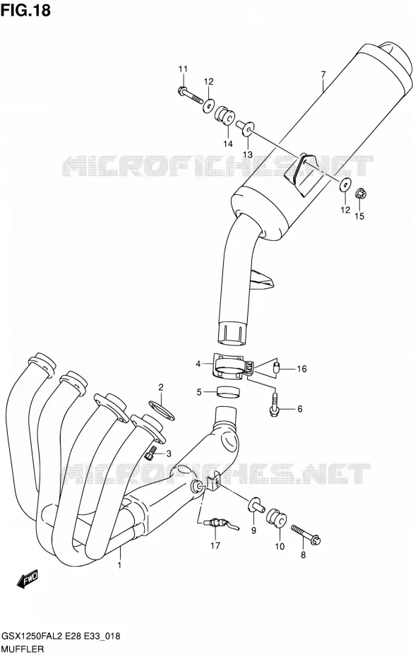SILENCIEUX Suzuki MOTO 1250 GSX-F 2012  GSX1250FAL2(E03,E28,E33)