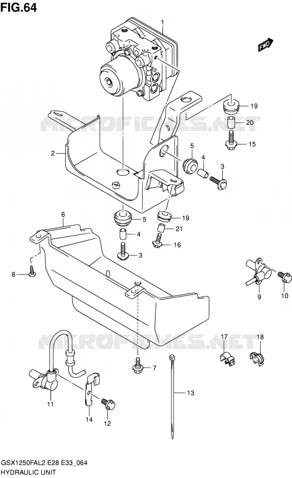 SYSTÈME ABS Suzuki MOTO 1250 GSX-F 2012  GSX1250FAL2(E03,E28,E33)