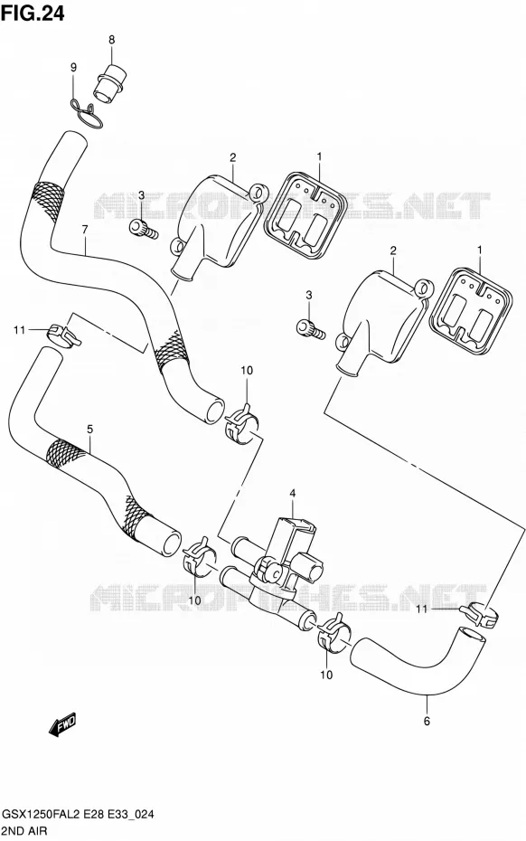 SYSTEME RECYCLAGE GAZ ECHAPPEMENT Suzuki MOTO 1250 GSX-F 2012  GSX1250FAL2(E03,E28,E33)