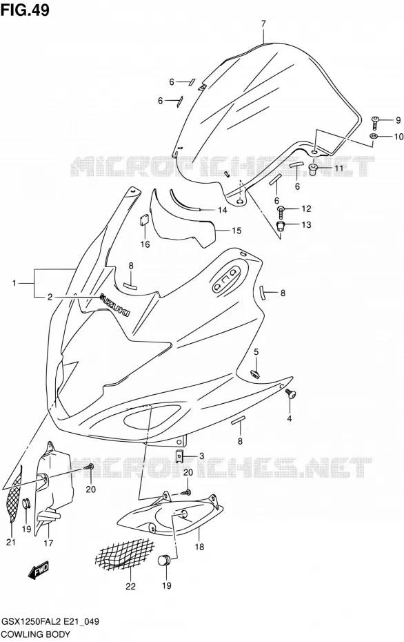 CARENAGES - ETIQUETTES Suzuki MOTO 1250 GSX-F 2012  GSX1250FAL2(E21)