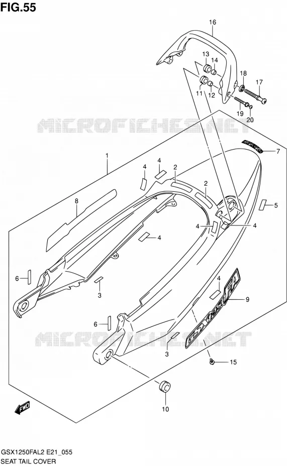 CARENAGES ARRIERE Suzuki MOTO 1250 GSX-F 2012  GSX1250FAL2(E21)