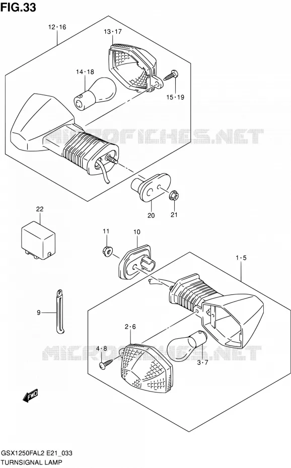 CLIGNOTANTS Suzuki MOTO 1250 GSX-F 2012  GSX1250FAL2(E21)