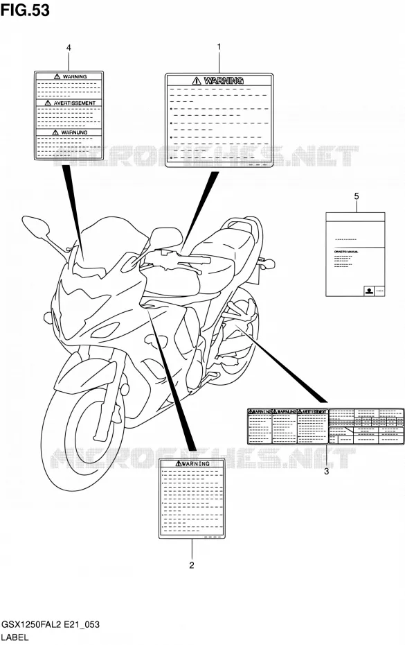 ETIQUETTE (GSX1250FAL2 E24) Suzuki MOTO 1250 GSX-F 2012  GSX1250FAL2(E21)