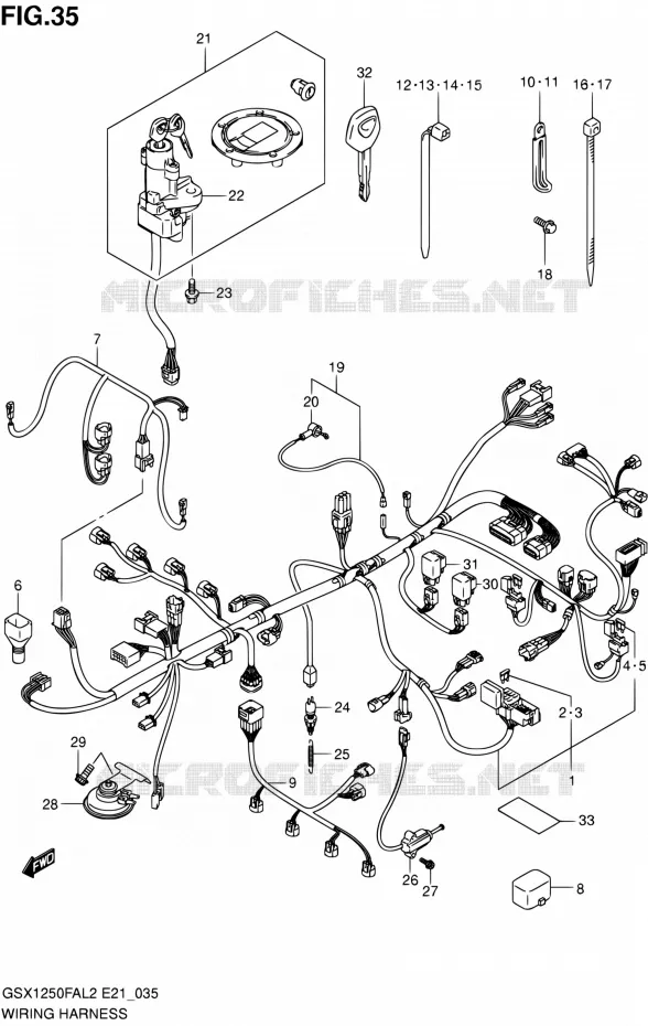 FAISCEAU ELECTRIQUE (GSX1250FAL2 E21) Suzuki MOTO 1250 GSX-F 2015  GSX1250FAL2(E21)
