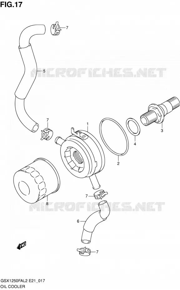 RADIATEUR D'HUILE Suzuki MOTO 1250 GSX-F 2013  GSX1250FAL2(E21)
