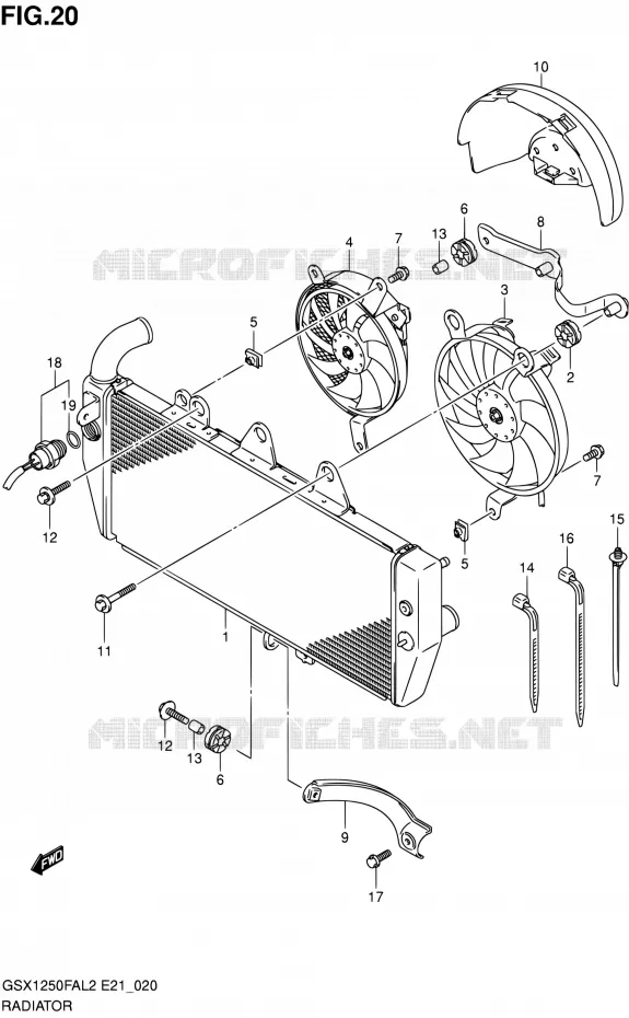 RADIATEUR Suzuki MOTO 1250 GSX-F 2012  GSX1250FAL2(E21)