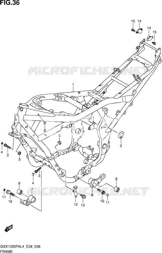 CADRE Suzuki MOTO 1250 GSX-F 2014  GSX1250FA L4 (E03,E28,E33)