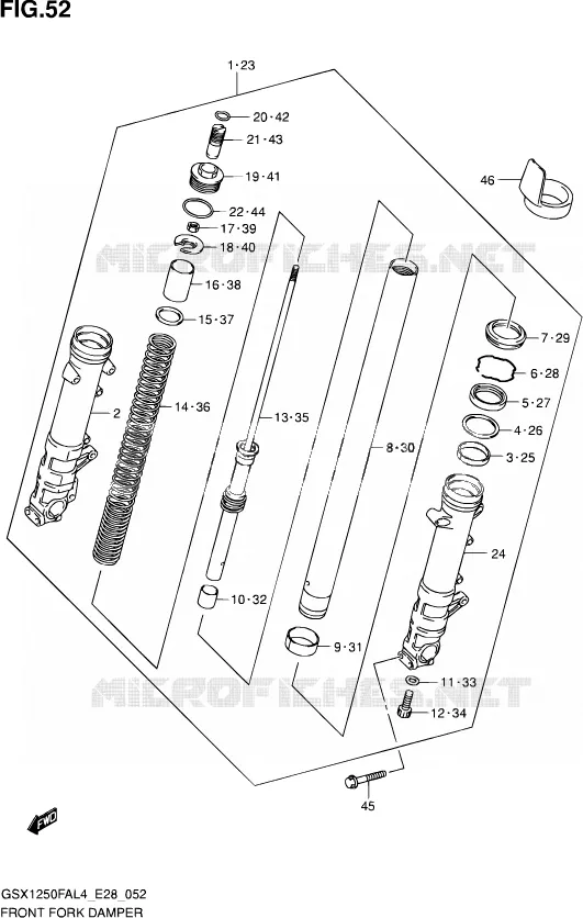 FOURCHE Suzuki MOTO 1250 GSX-F 2014  GSX1250FA L4 (E03,E28,E33)
