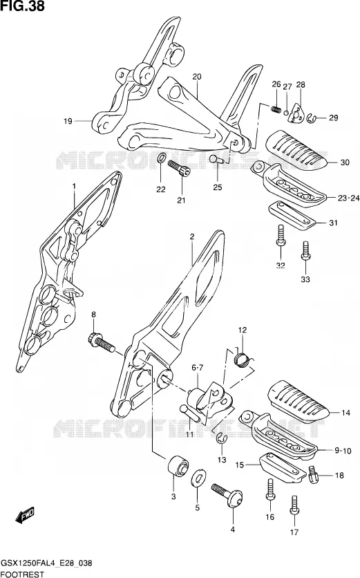 REPOSE PIED Suzuki MOTO 1250 GSX-F 2014  GSX1250FA L4 (E03,E28,E33)
