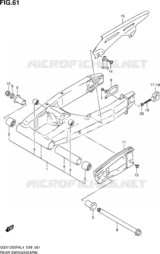 BRAS OSCILLANT ARRIERE Suzuki MOTO 1250 GSX-F 2014  GSX1250FA L4 (E99)
