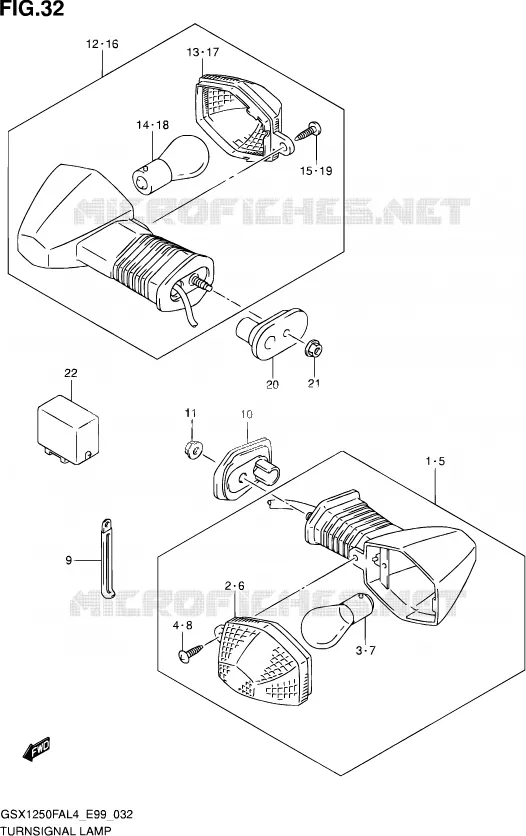 CLIGNOTANTS Suzuki MOTO 1250 GSX-F 2014  GSX1250FA L4 (E99)