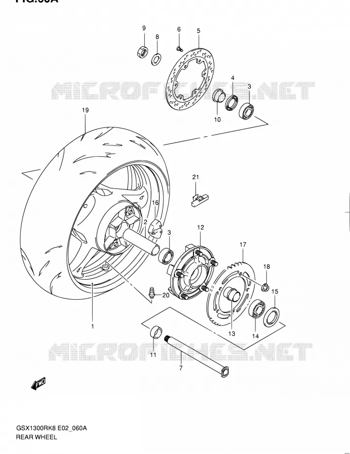 ROUE ARRIERE (MODEL L0) Suzuki MOTO 1300 HAYABUSA 2010  GSX1300RL0(E14)