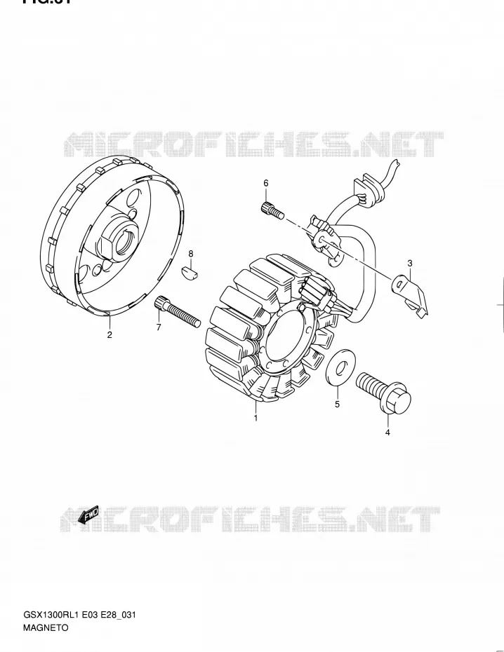 ALLUMAGE ROTOR - STATOR Suzuki MOTO 1300 HAYABUSA 2011  GSX1300R L1 (E03,E28,E33)