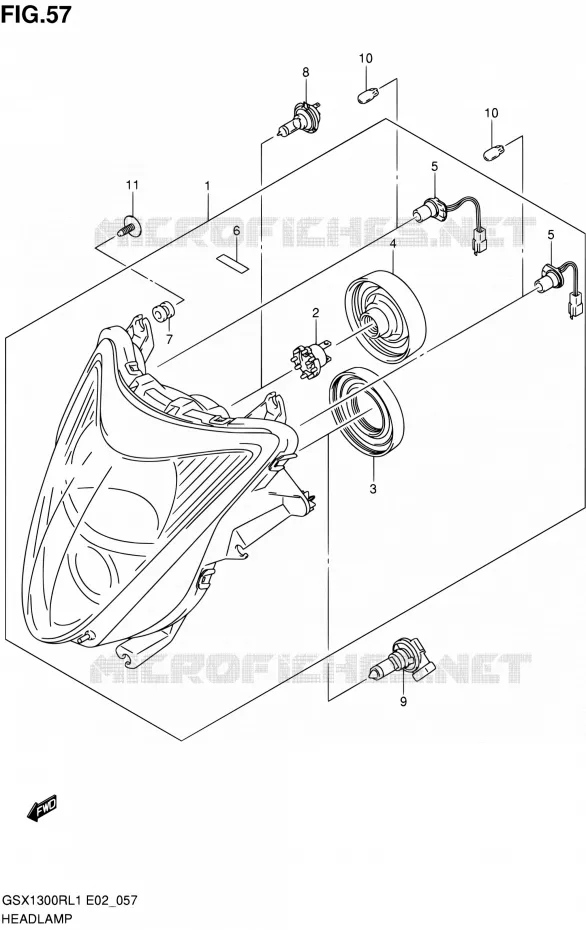 PHARE (GSX1300RL1 E19) Suzuki MOTO 1300 HAYABUSA 2011  GSX1300RL1(E24)