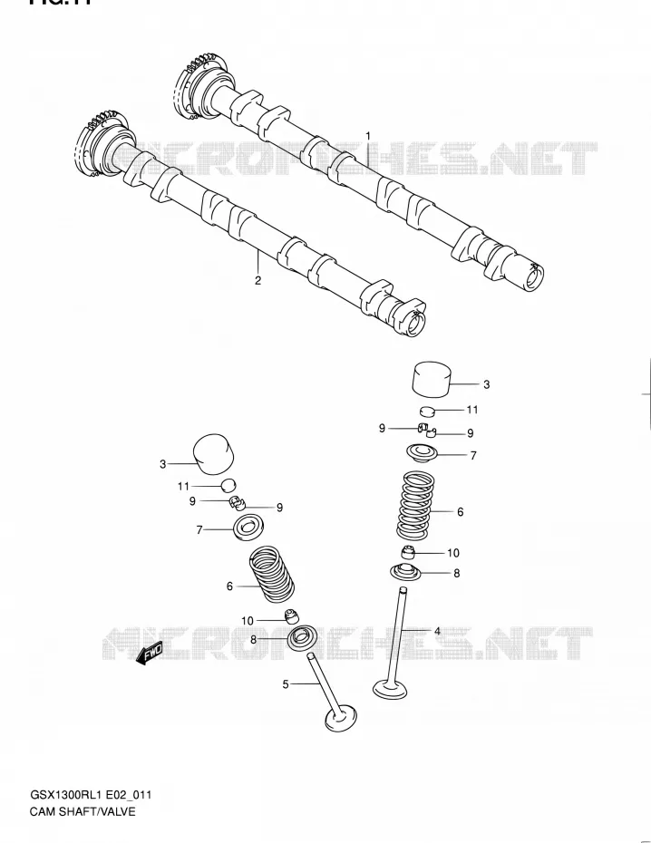 ARBRE A CAMES - VALVE Suzuki MOTO 1300 HAYABUSA 2011  GSX1300RL1(E51)