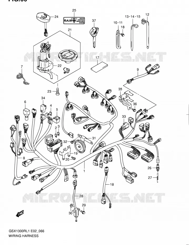 FAISCEAU ELECTRIQUE (GSX1300RL1 E02) Suzuki MOTO 1300 HAYABUSA 2011  GSX1300RL1(E51)