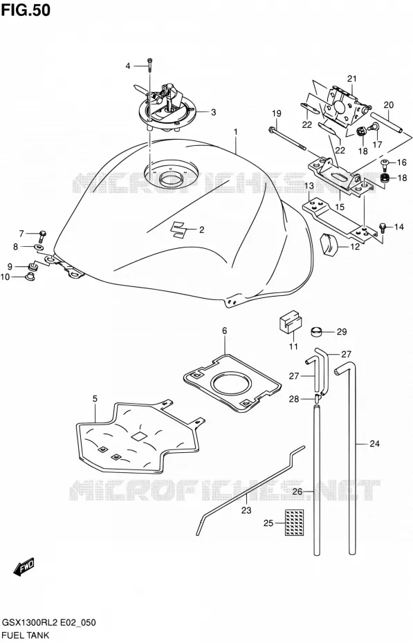 RESERVOIR D'ESSENCE (GSX1300RL2 E24) Suzuki MOTO 1300 HAYABUSA 2012  GSX1300RL2(E02)