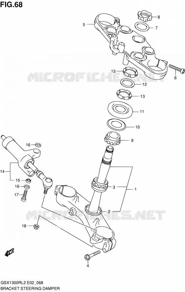 TES DE FOURCHE - AMORTISSEUR DE DIRECTION Suzuki MOTO 1300 HAYABUSA 2012  GSX1300RL2(E02)