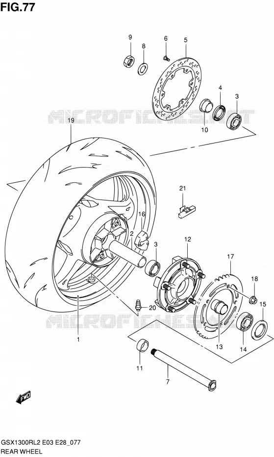 ROUE ARRIERE Suzuki MOTO 1300 HAYABUSA 2012  GSX1300RL2(E03,E28,E33)