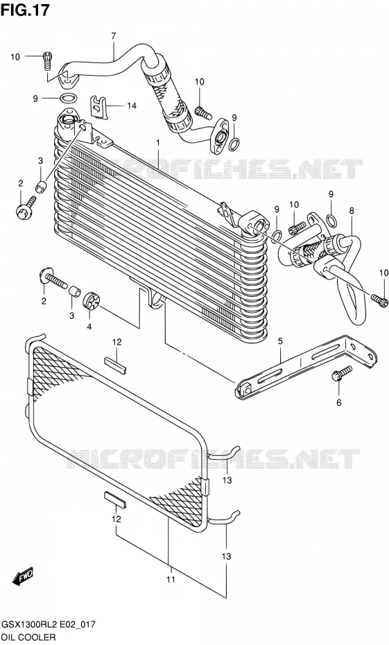 RADIATEUR D'HUILE Suzuki MOTO 1300 HAYABUSA 2012  GSX1300RL2(E19)