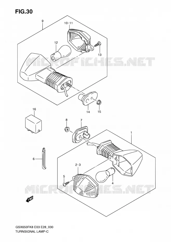CLIGNOTANTS Suzuki MOTO 650 GSX-F 2008  GSX650F K8 (E03,E28,E33)