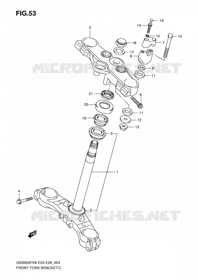 COLONNE DE DIRECTION Suzuki MOTO 650 GSX-F 2008  GSX650F K8 (E03,E28,E33)