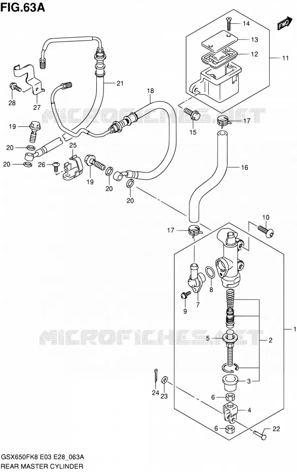 MAITRE CYLINDRE ARRIERE (GSX650FAK9/FL0/FAL0) Suzuki MOTO 650 GSX-F 2008  GSX650F K8 (E03,E28,E33)